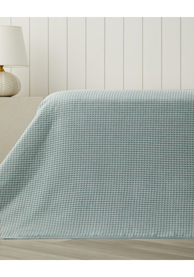 Modern Grid Çift Kişilik Pike 180x220 Cm Seledon