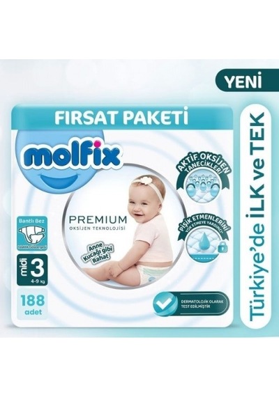 Molfix Premium Ultra Fırsat Paket 94 Lü x 2 Adet PKT.MOLFIX.108 3 Numara
