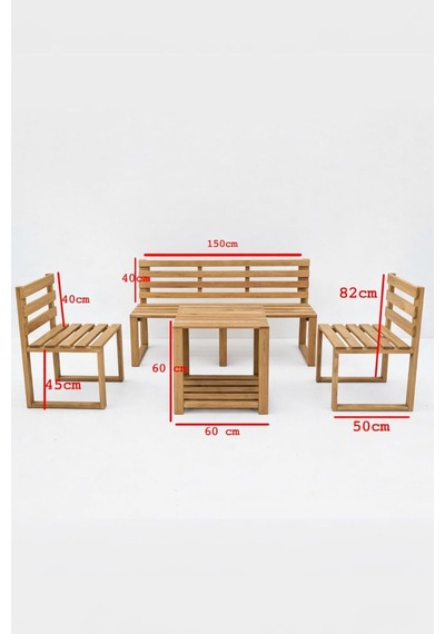 Ahşap Bahçe/balkon Oturma Takımı Şeffaf Vernik