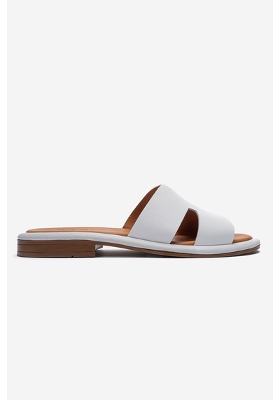 Luvishoes Brıo Beyaz Cilt Hakiki Deri Kadın Terlik