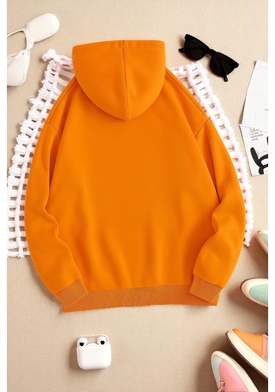Uyguntarz Unisex Thousand Baskılı Oversize Sweatshirt Turuncu