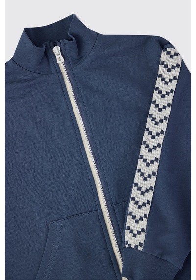 Panço Erkek Çocuk Fermuarlı İndigo Sweatshirt Mavi
