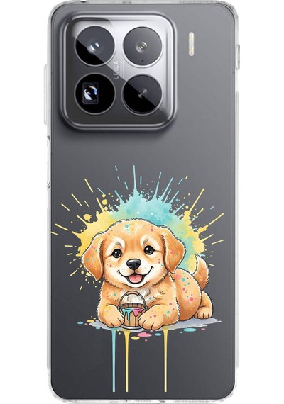 Xiaomi Mi 14 Pro İle Uyumlu Splash Köpek Tasarımlı Şeffaf Silikon Kılıf Şeffaf