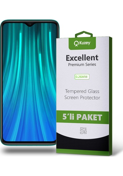 Xiaomi Redmi Note 8 Pro ile Uyumlu Kırılmaz Temperli Ekran Koruyucu Cam Ekonomik 5'li Paket