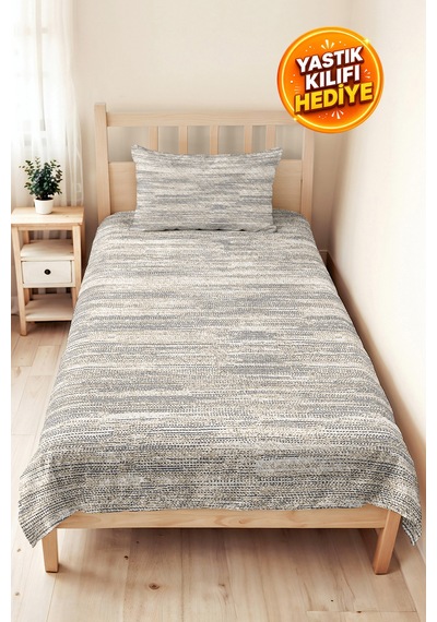 Gri Bej Geometrik Genç Odası Tek Kişilik Pike Takımı-modern Çizgili 160x220 Cm Kapitone Yatak Örtüsü Kışlık Kum Havası