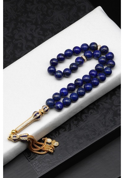 Lapis Lazuli Doğal Taş 925 Ayar Gümüş Tesbih 8 Mm Küre Kesim - T-1781