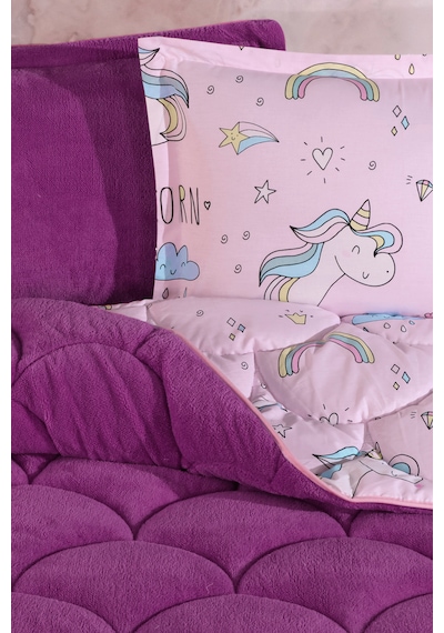 Nordqueen Wellsoft Tek Kişilik Uyku Seti Çift Taraflı Unicorn Pembe