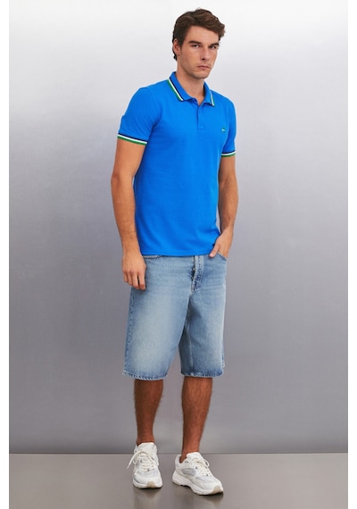 Grımelange XANDER Erkek Saks Mavi Polo Yaka T-shirt