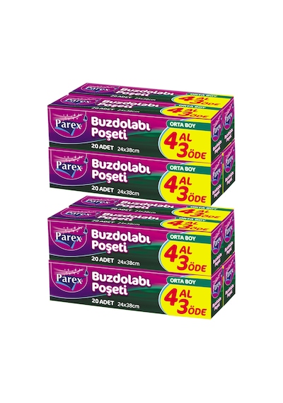 Buzdolabı Poşeti Orta Boy 4 Al 3 Öde 4 20 24 X 38 Cm İkili Set
