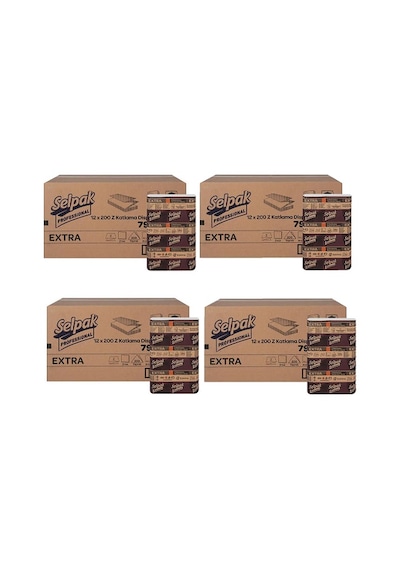 Selpak Extra Z Katlama Dispenser Havlu 200'lü 48 Paket 21.5 x 24 CM 4 Koli