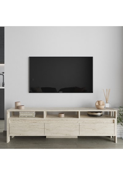 Atlas 3 Kapaklı Tv Ünitesi 160 Cm Traverten