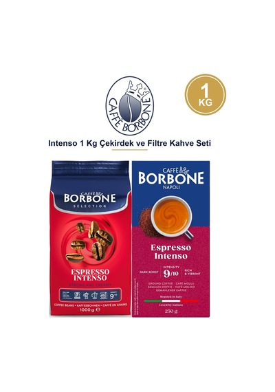 Caffe Borbone Espresso Intenso 1 Kg Çekirdek Kahve + Filtre Kahve Seti Napoli Usulü İtalyan Espresso Diğer