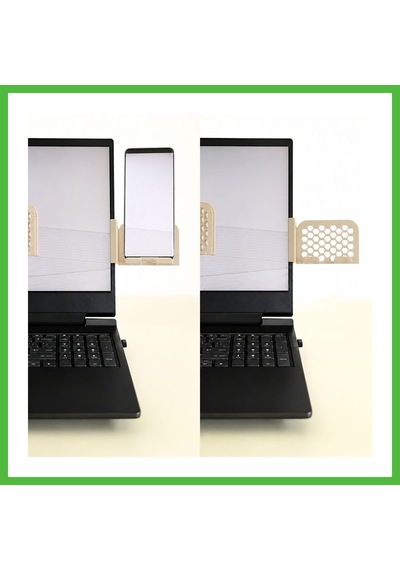 Vaveni 3d Baskı Monitor Telefon Tutucu - Petek Desenli Laptop Kenar Telefon Tutucu-bej Arz