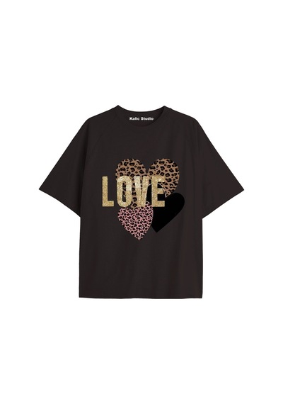 Kalic Studio Y2k Vintage Leopar Baskılı Siyah T-shirt Kod 173 Siyah-173