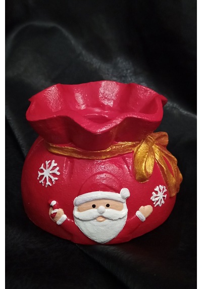 Dekoratif El Yapımı %100 Taş Tozu Sukulent Kaktüs Saksı Noel Temalı Saksı