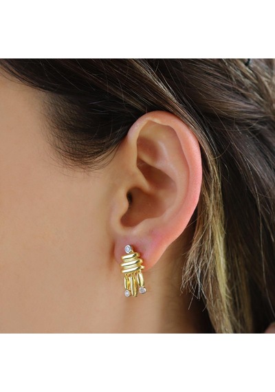 Camber Trend Gold Gümüş Küpe Gümüş