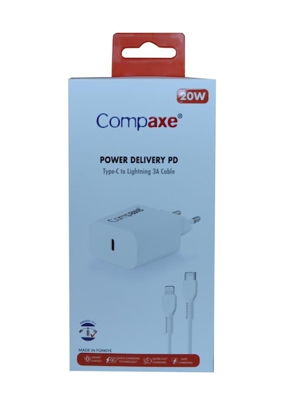 Compaxe Cta-200tı 20w 5v 3a Pd Ev Şarj Kafa+type-c Şarj Kablosu