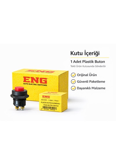 3 Adet Plastik 22 Mm Kırmızı Marş Korna Butonu Bas Çek Buton Düğme Anahtar