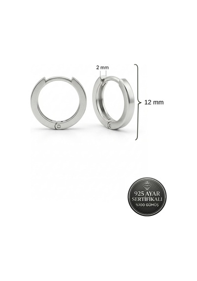 925 Ayar Gümüş Rodyum Kaplama Yuvarlak Erkek Halka Küpe - Tek 2x14mm Rze10293