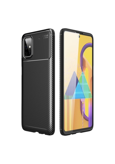 Samsung Galaxy M51 Uyumlu Kılıf Auto Focus Karbon Kapak - Siyah