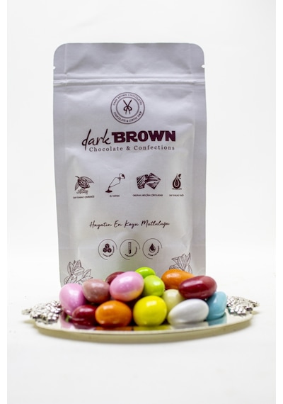 Dark Brown Bademli Çikolata Dolgulu Renkli Draje Çikolatası 1 KG