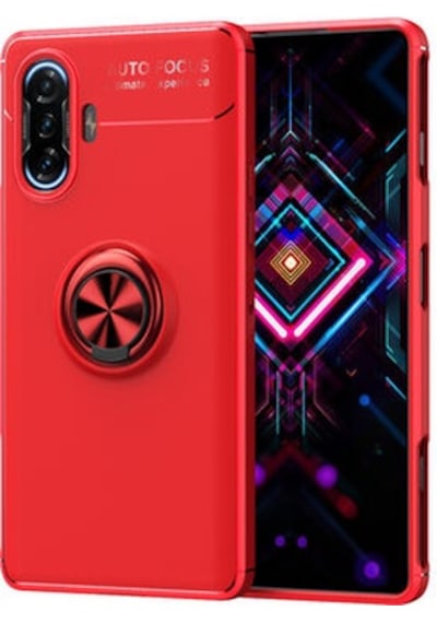 Redmi K40 Gaming Kılıf Yüzüklü Sağlam Esnek Ringo Silikon Kapak Kirmizi