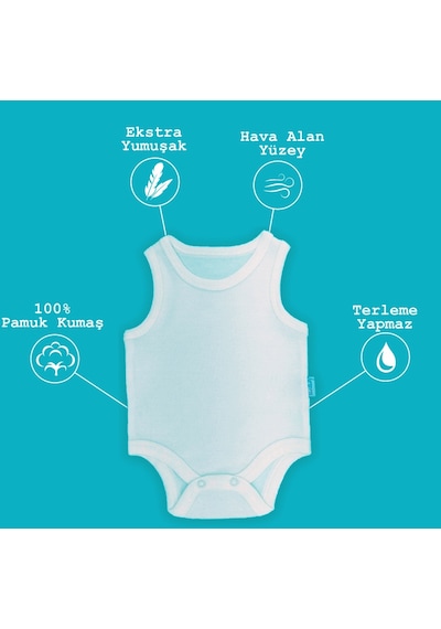Novibaby 3'lü 24-36 Ay Bebek Atlet Body Zıbın Beyaz Çıtçıtlı 100% Pamuk Beyaz