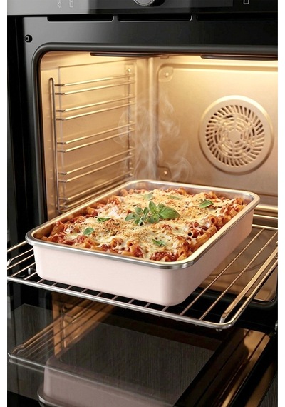Stainless Paslanmaz Çelik Vakumlu Saklama Kabı,fırın Ve Kek Kabı 3 Lt Yemek Kabı Sefer Tası Pembe