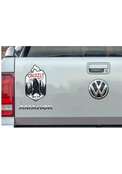 Boz Ayı Grizzly Sticker - Off Road 4x4 Adventure Kamp Dağ Orman Sticker - Araba Oto Motosiklet Karavan Sticker - 00047 12X7 Cm