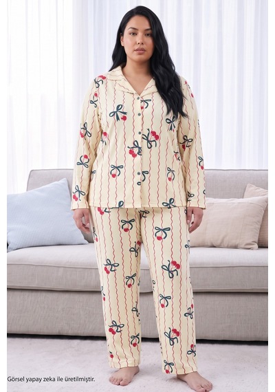 Siyah İnci Sarı Desenli Termal Kumaşlı Ultra Soft Yumuşak Büyük Beden Battal Boy Düğmeli Örme Pijama Takımı 26226534 Siyah İnci Sarı Desenli Termal Kumaşlı Ultra Soft Yumuşak Büyük Beden Battal Boy Düğmeli Örme Pijama Takımı 26226534