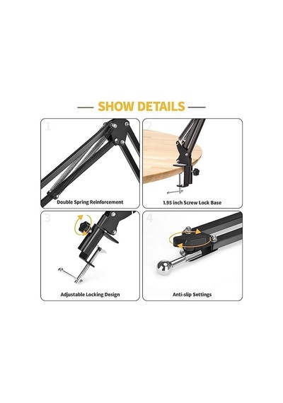 Nodar Nd1052 Mafsallı Kollu Masa Kenarı Telefon Ve Tablet Standı - Siyah