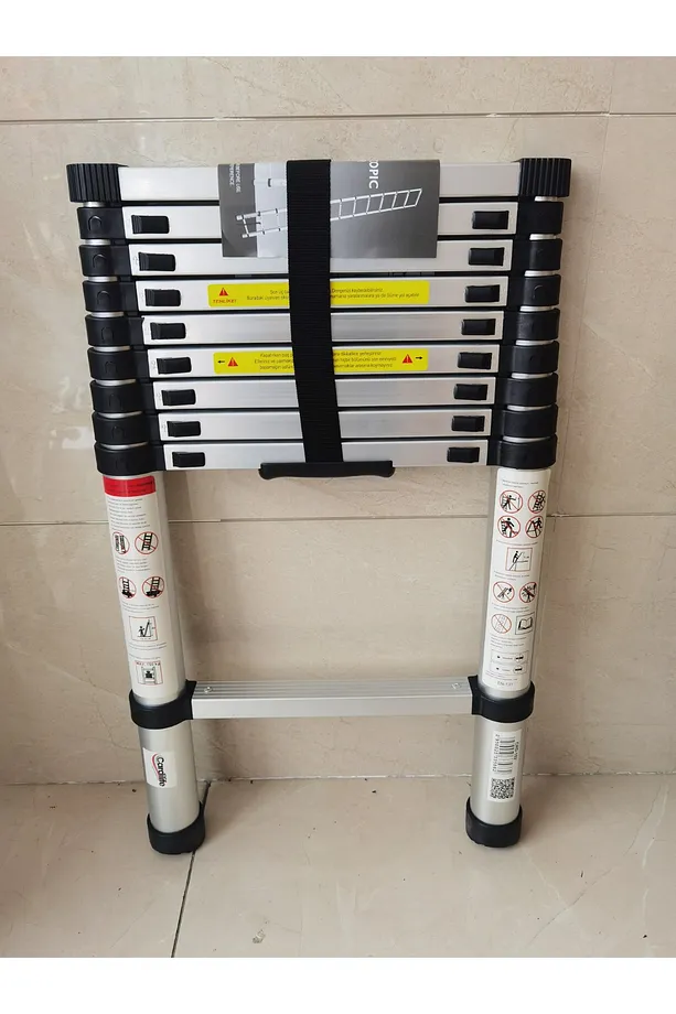 Asil Özel Seri Teleskopik Alüminyum Merdiven 2.6m 150 Kg En131 Sertifikalı Katlanır Sürgülü Uzayan Merdiven 1 Adet