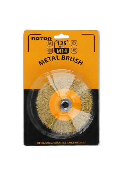 Rotor 3'lü Tel Fırça Seti 125 Mm M14 Konik, Düğümlü Konik Ve Çanak