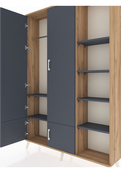 Arges Dolap 6 Raflı 4 Kapaklı Tek Askılı 132x30x195 Çam-antrasit/antrasit Antrasıt/antrasıt Arges Dolap 6 Raflı 4 Kapaklı Tek Askılı 132x30x195 Çam-antrasit/antrasit Antrasıt/antrasıt