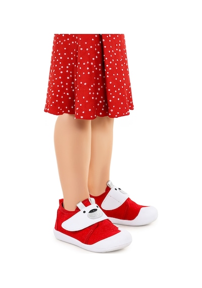 Kiko Kids Winni Cırtlı Kız Bebek İlk Adım Panduf Ayakkabı Kırmızı