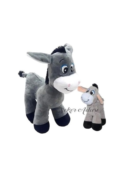 Peluş Ikili Eşek 25 Cm Ve Yavru Sıpa 15 Cm Siyah