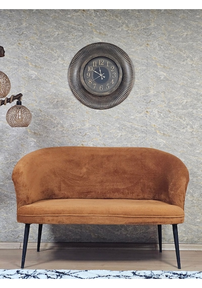 Zafir İkili Teddy Siyah Boyalı Sivriltme Ayak Çay Seti Koltuk İkili Berjer , Balkon, Salon, Ofis Kiremit