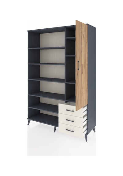 Hyperion Dolap 9 Raflı 3 Çekmeceli Tek Kapaklı 132x44x195 Antrasit-çam/aytaşı Atlas Çam/aytası Hyperion Dolap 9 Raflı 3 Çekmeceli Tek Kapaklı 132x44x195 Antrasit-çam/aytaşı Atlas Çam/aytası