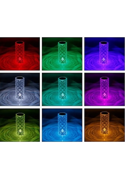 Dokunmatik Kristal Lamba 16 Renk Rgb Uzaktan Kumandalı Usb Şarjlı Led Masa Lambası Gece Lambası Çok Renkli
