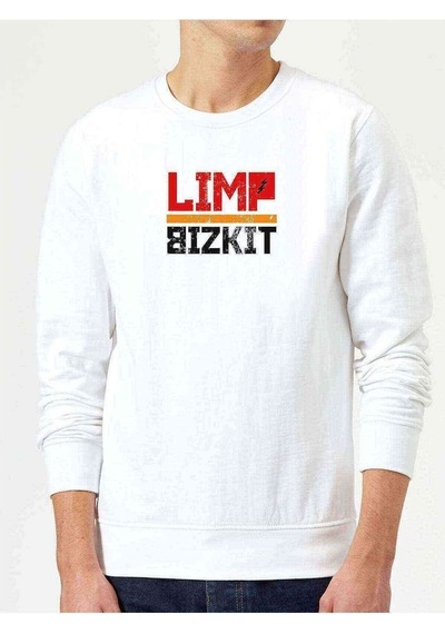 Limp Bizkit Müzik Baskılı Beyaz Erkek Örme Sweatshirt