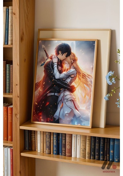 Naruto Romantik Sahne Poster, Ahşap Çerçeveli Duvar Tablosu - Anime Severlere Özel Hediye