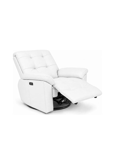 Smarto Relax Zürih Vıp Elektrikli Döner Sallanan Tv Koltuğu Kontrol Panelli Ergonomik Gerçek Deri Baba Koltuğu Beyaz
