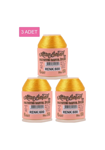 3 Adet Altınbaşak Oya Ve Dantel İpi 20 Gr - Royaleks - No: 600