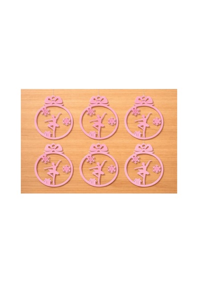 Balerin Temalı -pembe 3d Tasarım Yılbaşı Ağacı Süsü 6'lı Diğer