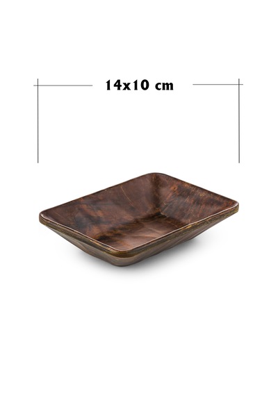Rölyefli Hibrit Ahşap Köş. Kayık 10x14 Cm 3 Adet Kahverengi