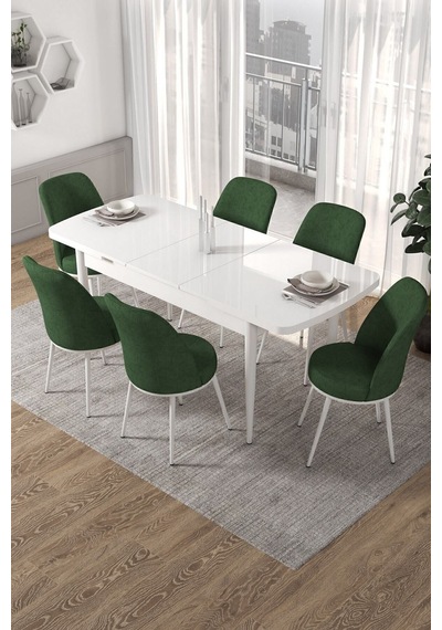 Canisa Kor Serisi 70x114 Açılabilir Mutfak Masası Takımı Beyaz Masa 6 Haki Yeşil Sandalye Masa Beyaz Sandalyeler Haki Yeşili Canisa Kor Serisi 70x114 Açılabilir Mutfak Masası Takımı Beyaz Masa 6 Haki Yeşil Sandalye Masa Beyaz Sandalyeler Haki Yeşili
