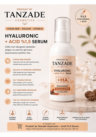 Produkt By Tanzade %1,5 Hyaluronic Acid Nem Destekleyici Yüz Serumu 100 Ml
