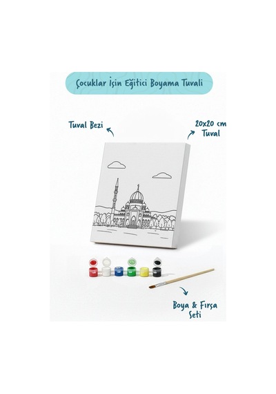Kırmızı Kubbeli Cami Şövalesiz Boya Seti 20x20