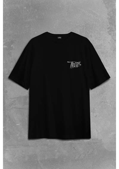 Zeroh Tinnitus Music Albüm Sırt Ön Baskılı Oversize Tişört Unisex T-shirt 001