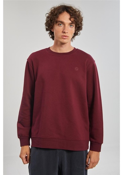 Barrels And Oıl Bisiklet Yaka Logolu Erkek Sweatshirt - Bordo Bordo